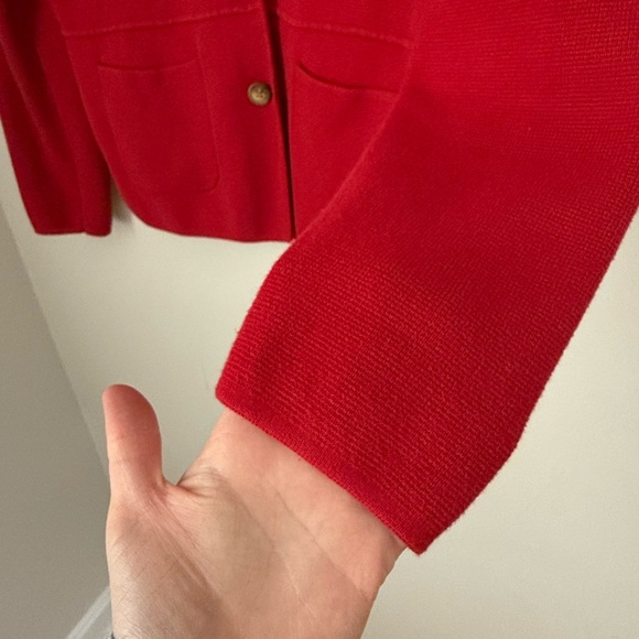 Talbots Notch Collar Knit Sweater Blazer RED Women’s M Academic, Career, Festive - Picture 2 of 10